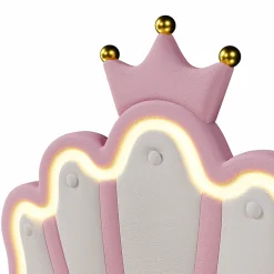 Lit Simple pour enfant 90 x 200 cm - Lit avec 2 Rangements - PU + MDF - Sans Matelas - Rose