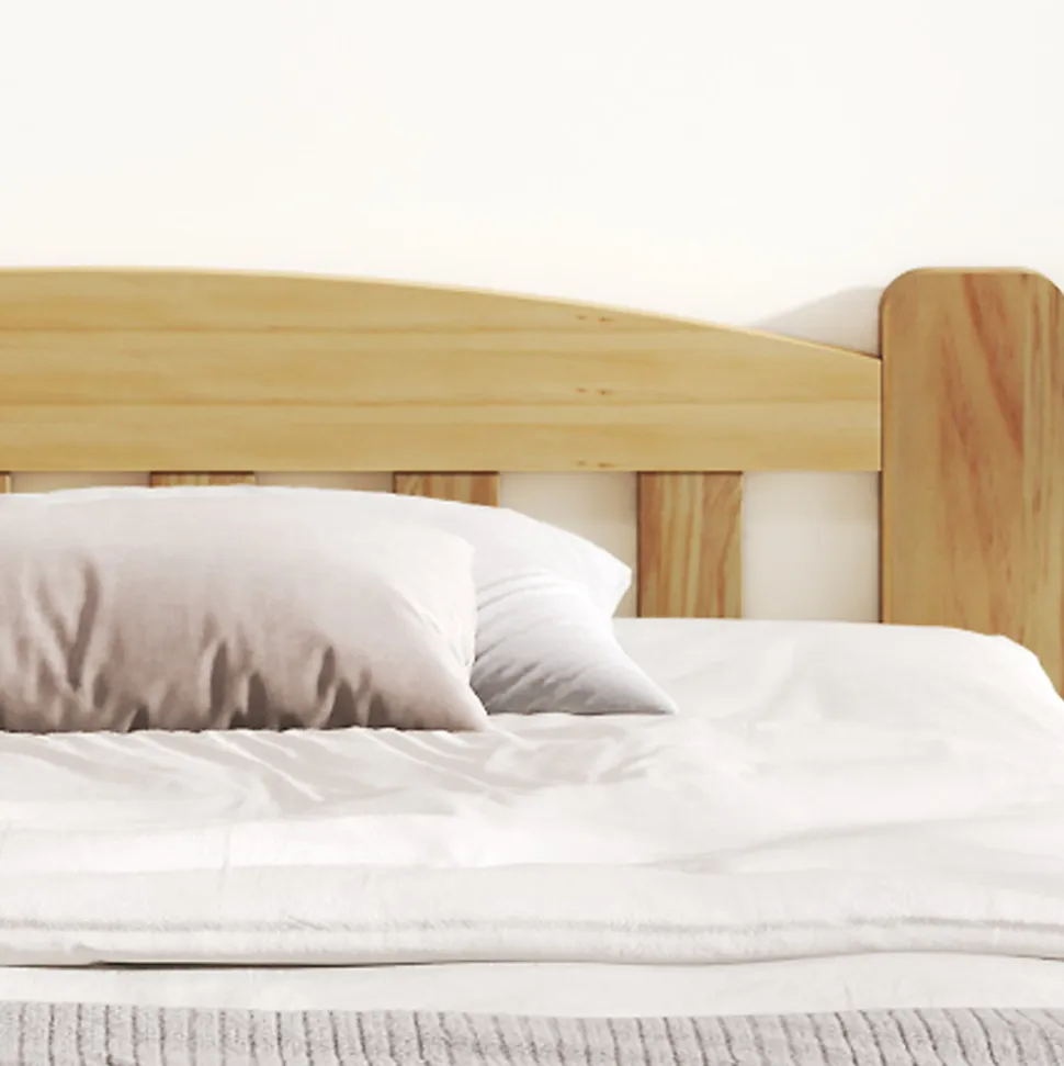 Lit simple pour enfant 90x200 cm - Lit classique avec tête de lit et sommier à lattes - Pin - Sans matelas - Naturel