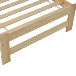 Lit simple pour enfant 90x200 cm - Lit classique avec tête de lit et sommier à lattes - Pin - Sans matelas - Naturel