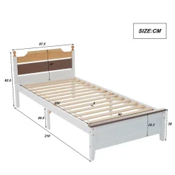 Lit simple pour enfant 90x200 cm - Lit avec tête et pied de lit - Pin + MDF - Sans matelas - Blanc