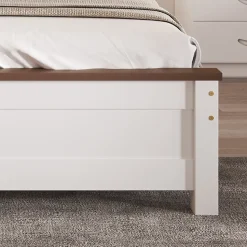 Lit simple pour enfant 90x200 cm - Lit avec tête et pied de lit - Pin + MDF - Sans matelas - Blanc