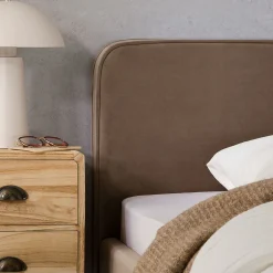 Lit simple RAVELLO 90 x 190 cm, revêtement en tissu - Grège