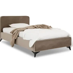 Lit simple RAVELLO 90 x 190 cm, revêtement en tissu - Grège