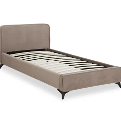 Lit simple RAVELLO 90 x 190 cm, revêtement en tissu - Grège