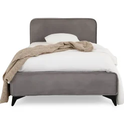 Lit simple RAVELLO 90 x 190 cm, revêtement en tissu - Gris