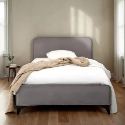 Lit simple RAVELLO 90 x 190 cm, revêtement en tissu - Gris