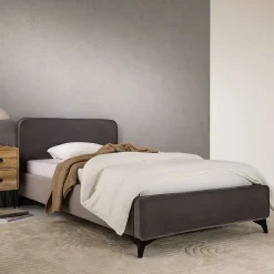 Lit simple RAVELLO 90 x 190 cm, revêtement en tissu - Gris