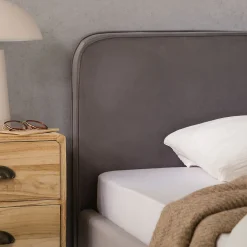 Lit simple RAVELLO 90 x 190 cm, revêtement en tissu - Gris