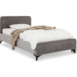 Lit simple RAVELLO 90 x 190 cm, revêtement en tissu - Gris