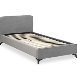 Lit simple RAVELLO 90 x 190 cm, revêtement en tissu - Gris