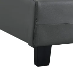 Lit simple REVE, 90 x 190 cm, capitonné avec sommier, revêtement synthétique gris