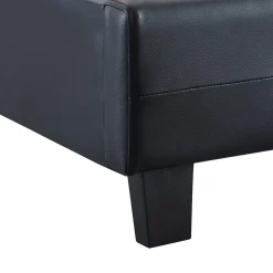 Lit simple REVE, 90 x 190 cm, capitonné avec sommier, revêtement synthétique noir