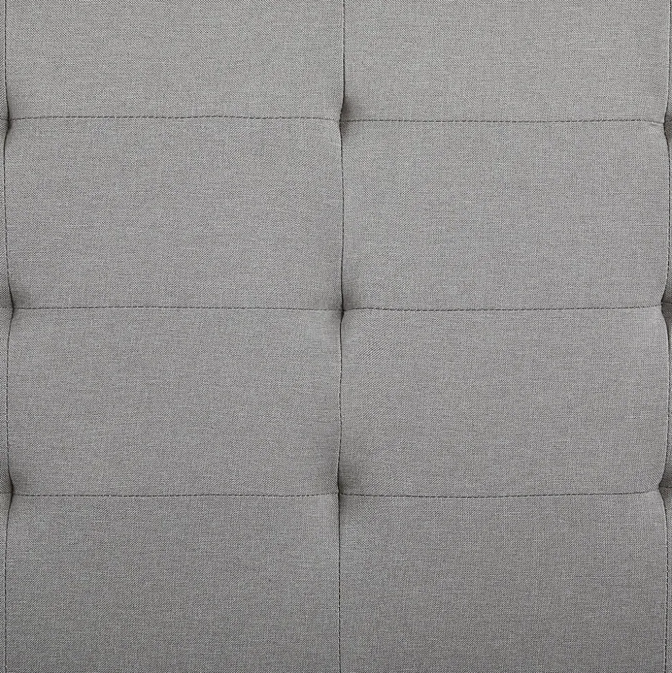 Lit simple REVE, 90 x 190 cm, capitonné avec sommier, revêtement en tissu gris