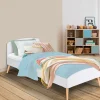 Lit simple scandinave 90 x 190 CM SOREN bois et blanc