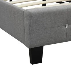 Lit simple TICO, 90 x 190 cm, capitonné avec sommier, revêtement en tissu gris