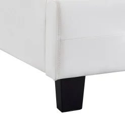 Lit simple TICO, 90 x 190 cm, capitonné avec sommier, revêtement synthétique blanc