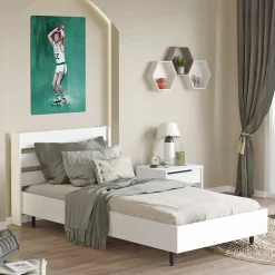 Lit simple Vesanto 100 x 200 cm blanc noir en.casa