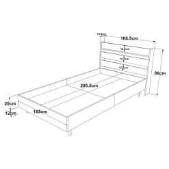Lit simple Vesanto 100 x 200 cm blanc noir en.casa