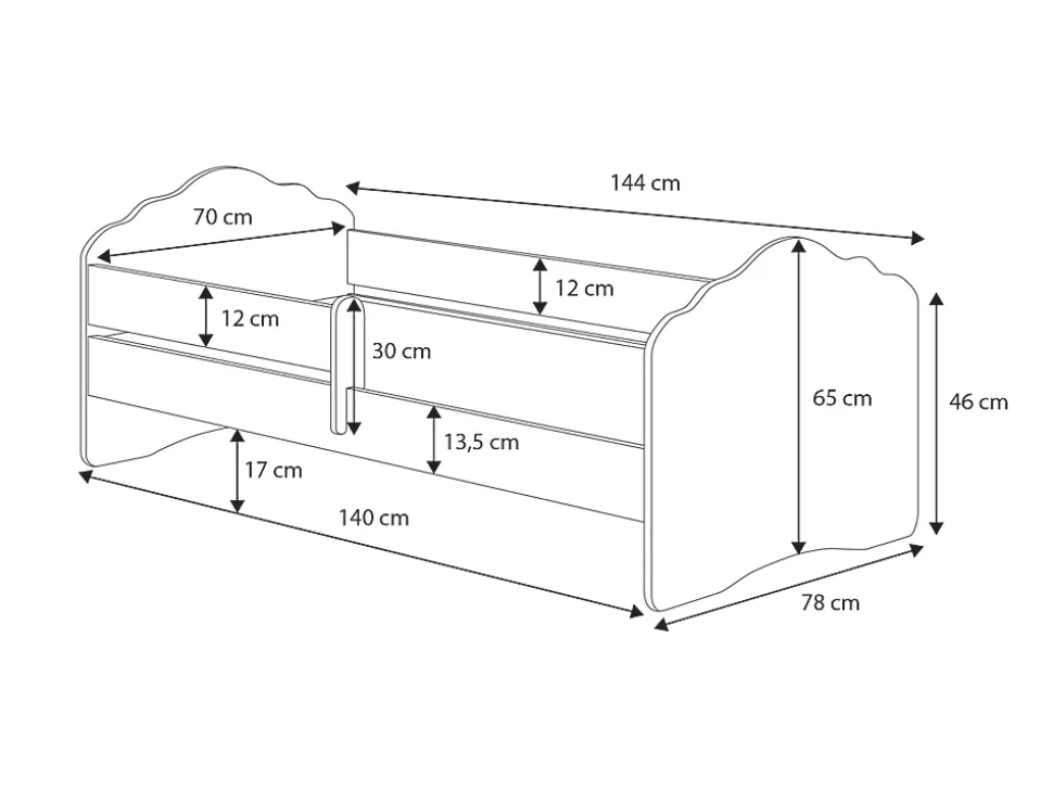 Lit simple Wave 140x70 - couleur blanche