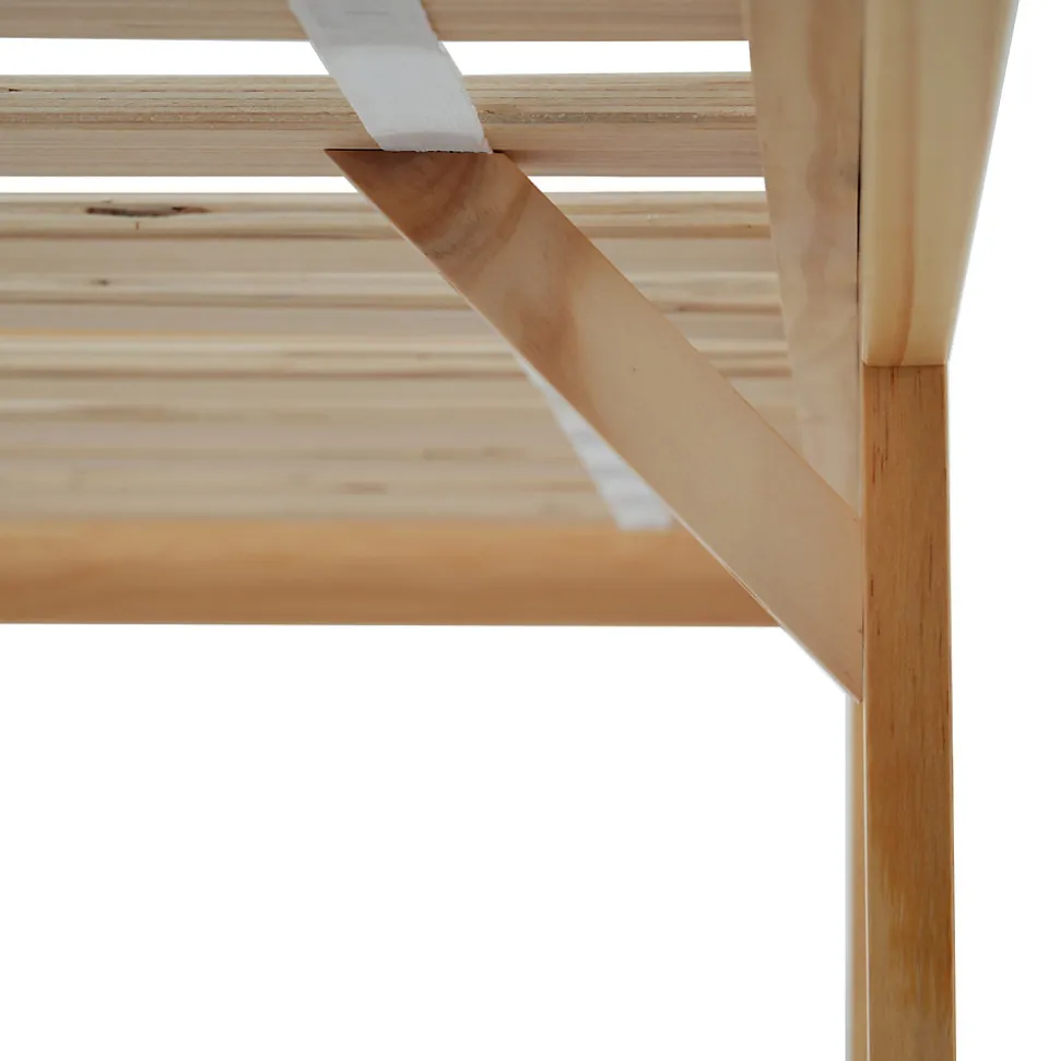 Lit Simple 90x200 cm - Lit Ado ou Adulte Sans Matelas - Bois de Pin Massif - Blanc et Naturel