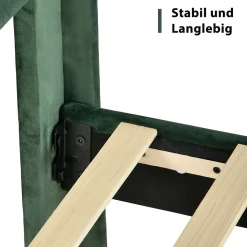 Lit simple 90x200 cm - Lit adulte capitonné avec tête de lit - Lin - Sans Matelas - Vert Foncé