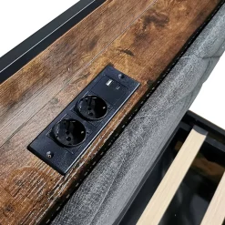 Lit simple 90x190 cm - Lit Baldaquin avec Tiroirs de Rangement et Ports USB/Type-C, Métal avec LED Intégré, Noir, Sans Matelas