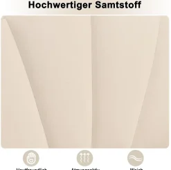 Lit Simple 90x200 cm - Lit Capitonné en Velours avec Tête de Lit Coquillage et Banquette de Rangement - Sans Matelas - Beige