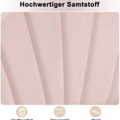 Lit Simple 90x200 cm - Lit Capitonné en Velours avec Tête de Lit Coquillage et Banquette de Rangement - Sans Matelas - Rose