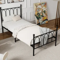 Lit Simple 90x200 cm - Lit en Métal Noir pour Chambre ou Studio - Robuste et Facile à Monter - Sans Matelas