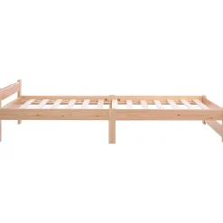 Lit Simple 90x200 cm - Lit Futon Naturel avec Tête de Lit en Bois Massif - Sommier Inclus - Minimaliste Scandinave - Sans Matelas