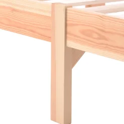 Lit Simple 90x200 cm - Lit Futon Naturel avec Tête de Lit en Bois Massif - Sommier Inclus - Minimaliste Scandinave - Sans Matelas