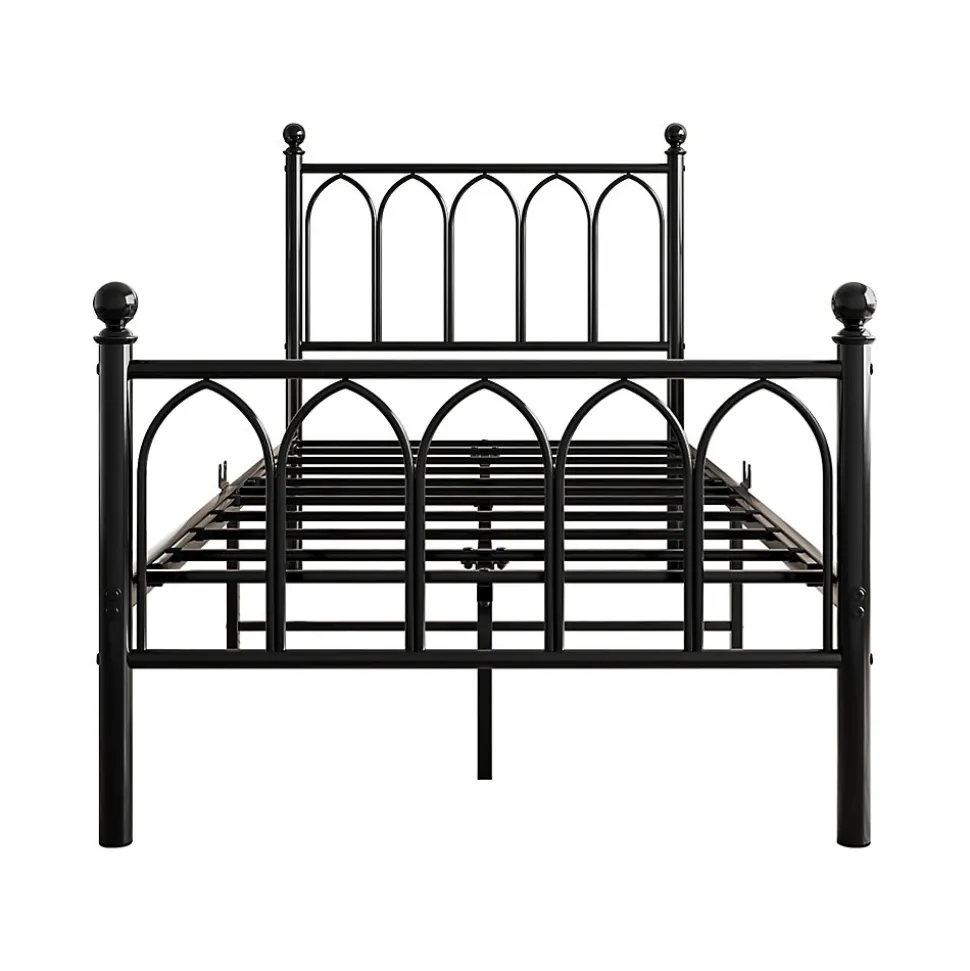 Lit Simple 90x200 cm - Lit Métal Ado avec Éclairage LED et Ports USB, Barres Acier Renforcées, Sans Matelas - Métal Noir