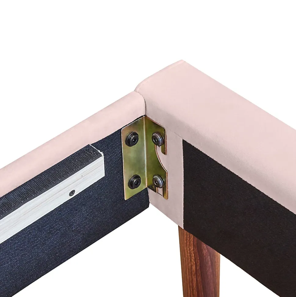 Lit Simple 90x200 cm - Lit Rembourré ado - Velours - Sans Matelas - Rose