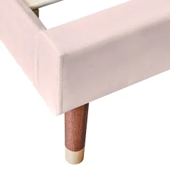 Lit Simple 90x200 cm - Lit Rembourré ado - Velours - Sans Matelas - Rose