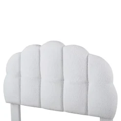 Lit simple 90x200 cm avec tête de lit, sommier en bois, cadre plateforme, pour enfant, blanc