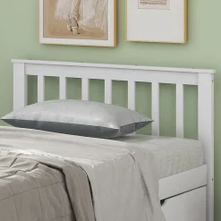 Lit Simple 90x200 cm Bois - Lit Ado ou Adulte avec Rangement Intégré sous le Sommier - Sans Matelas - Bois de Pin + MDF - Blanc