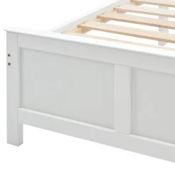 Lit Simple 90x200 cm Bois - Lit Ado ou Adulte avec Rangement Intégré sous le Sommier - Sans Matelas - Bois de Pin + MDF - Blanc