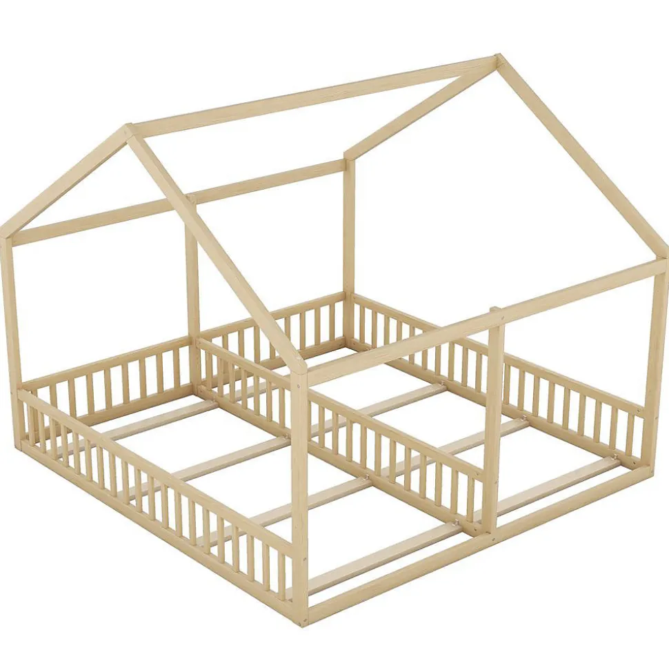 Lit simple 90X200 Lit plat Modèle d'appartement Couleur naturelle Blackcolors