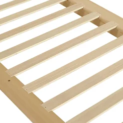 Lit simple 90x200cm - tête de lit rembourrée amovible - bois massif + éponge + contreplaqué - Naturel (matelas non inclus)