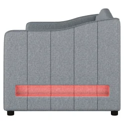 Lit Simple 90x200cm, Canapé-Lit avec Tiroirs et Éclairage Ambiant, Beige