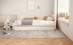 Lit Simple 90x200cm, Canapé-Lit avec Lit Escamotable, Minimalisme, Gris