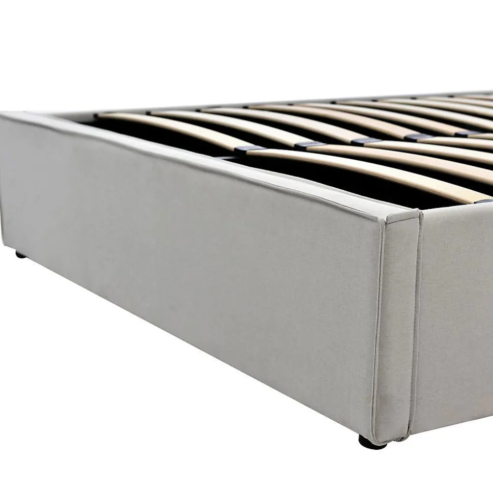 Lit Simple 90X200Cm Hydraulique Coton Gris Blackcolors