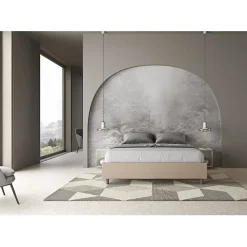 Lit Sommier avec sommier capitonné 160x200 Azelia simili cuir gris tourterelle