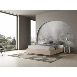 Lit Sommier avec sommier capitonné 160x200 Azelia simili cuir gris tourterelle