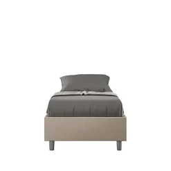 Lit Sommier avec sommier capitonné 80x210 Azelia simili cuir gris tourterelle