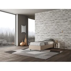 Lit Sommier avec sommier capitonné 80x210 Azelia simili cuir gris tourterelle