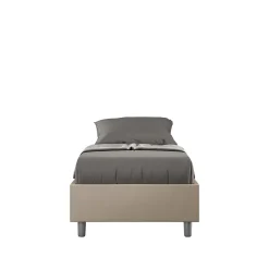 Lit Sommier avec sommier capitonné 80x210 Azelia simili cuir gris tourterelle