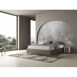 Lit sommier sans sommier capitonné 160x190 simili cuir cappuccino Azelia