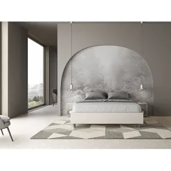 Lit Sommier sans sommier capitonné 160x200 simili cuir Azelia blanc