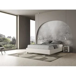 Lit Sommier sans sommier capitonné 160x200 simili cuir Azelia blanc